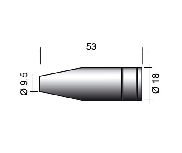 Hubica MIG 150A /MC17/145.0123/ 53mm/9,5mm/ostro kónická