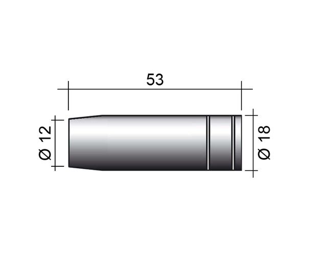 Fúvóka MIG 150A /MC18/145.0075-ZVAR/ 53mm/12mm/kúpos