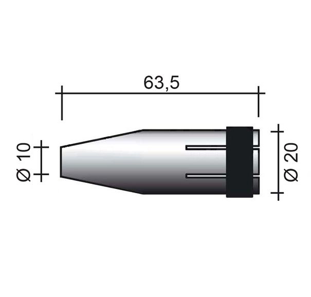 Fúvóka MIG 240A /MC302/145.0128-ZVAR/ 63,5mm/10mm/éles kúpos