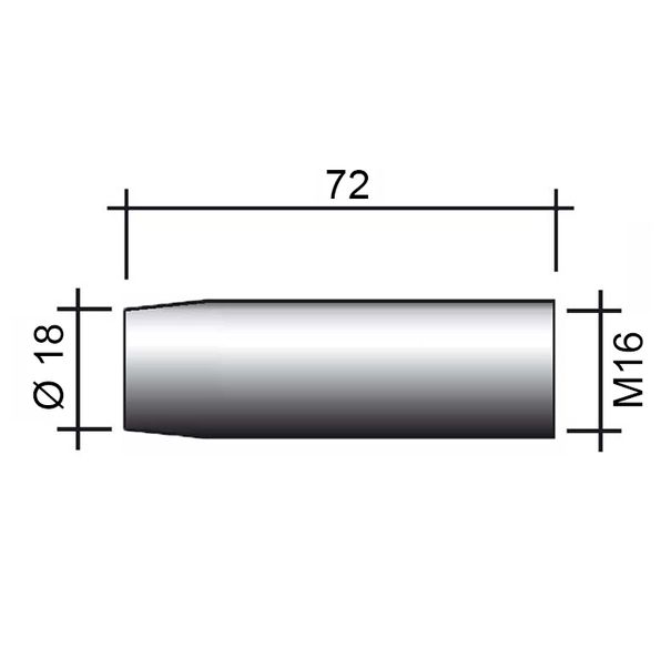 MIG fúvóka 350A M16 nikkelezett /145.D021/ 72mm/18mm/kúpos