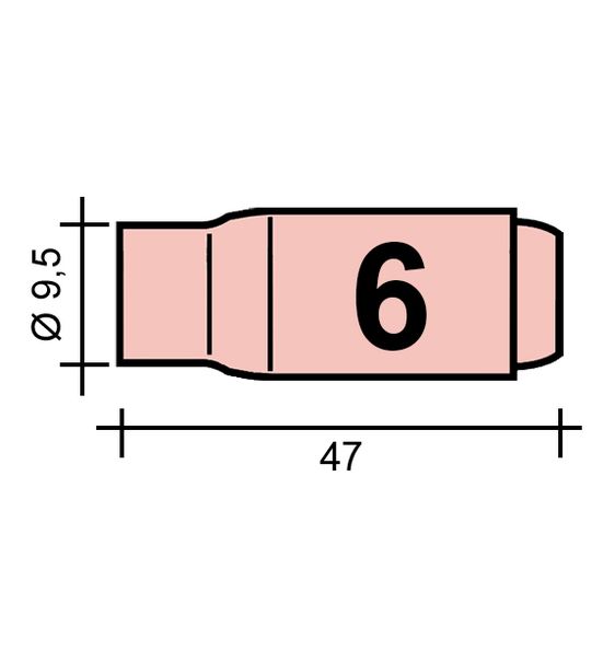 AWI fúvóka Gr. 6 9.5 /TC0004/10N48/527.2606.0/701.0109/-ZVAR/TIG/17/18/26