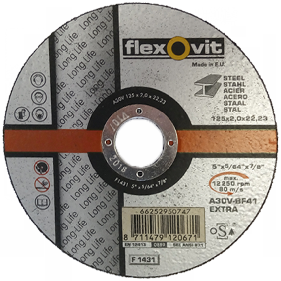 Vágótárcsa 125x2,0 mm Flexovit A30V/F-1431 EXTRA acél (66252950747)