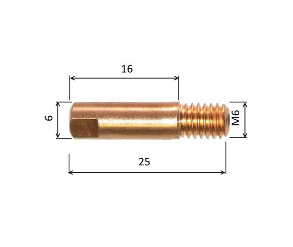 Tipp 0,6 M6x25mm E-Cu /140.D010-ZVAR/hosszú menet