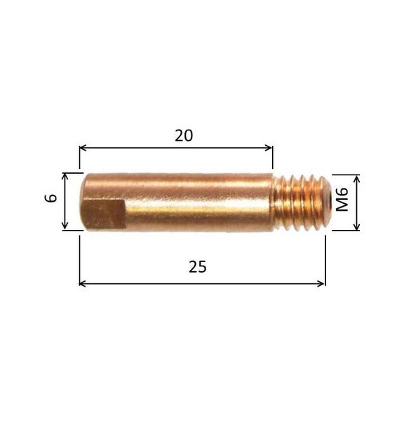 Tipp 0,6 M6x25mm E-Cu /MD08-06/140.0008-ZVAR/