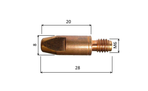 Tipp 0,8 M6x28mm CuCrZr MD09-78/140.0054-ZVAR/