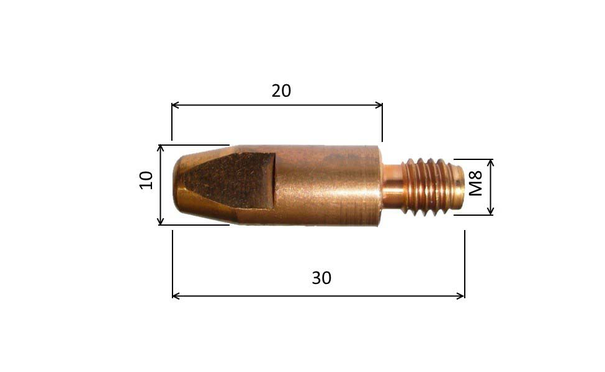 Tipp 0,8 M8x30mm E-Cu /MD05-08/140.0114-ZVAR/